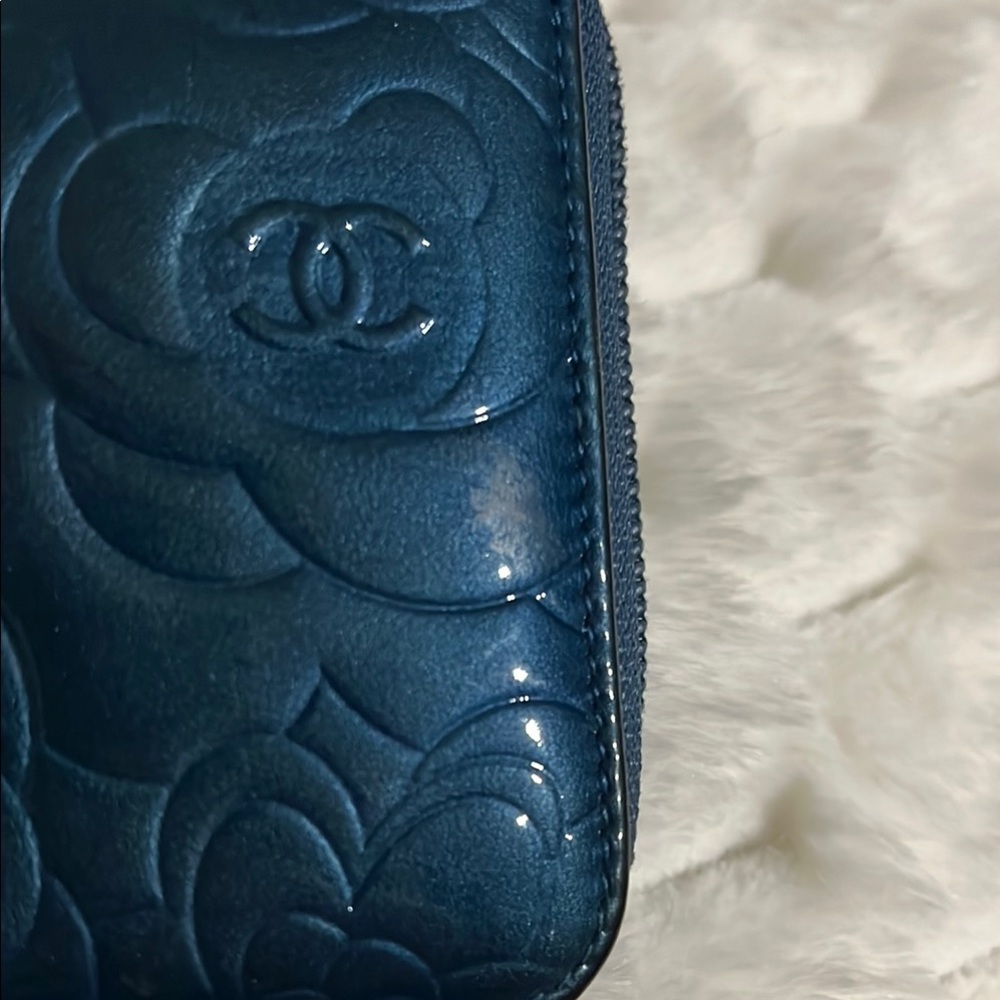 Authentic Chanel Blue Embossed Leather Wallet - Picture 10 of 14
